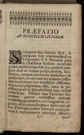Præfatio Ad Benevolum Lectorem.