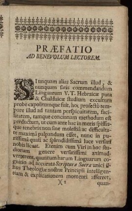 Præfatio Ad Benevolum Lectorem.