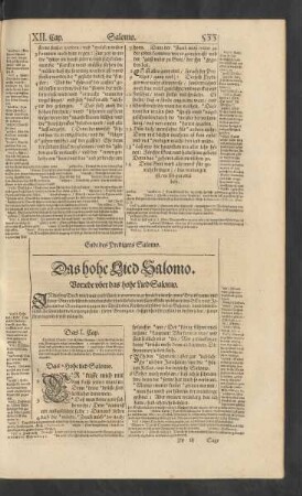 Vorrede ober das hohe Lied Salomo.