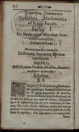 Principia Communia Pædagogiæ Mathematicæ ad Praxin Pietatis.
