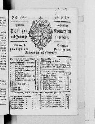 39tes Stück., Ausgabe vom 26. September 1787