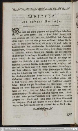 Vorrede zur andern Auflage