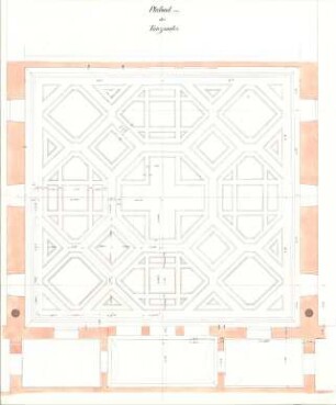 Gärtner, Friedrich von; Athen (Griechenland); Königliche Residenz (Athener Schloss) - Tanzsaal - Plafond (Aufriss)