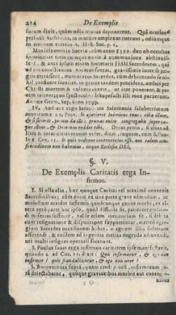 §. V. De Exemplis Caritatis erga Infirmos.