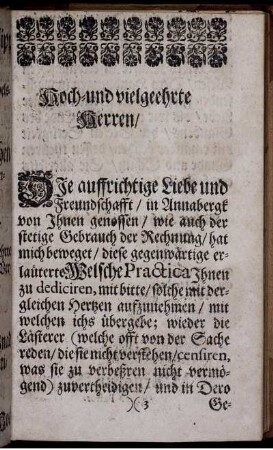 Hoch und vielgeehrte Herren! Vereehrte Leser!