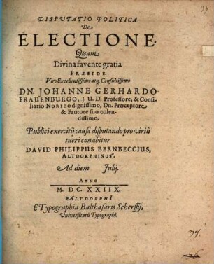 Disp. polit. de electione