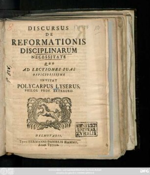 Discursus De Reformationis Disciplinarum Necessitate