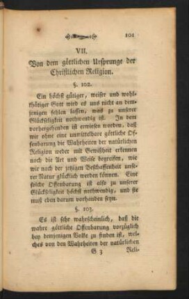 VII. Von dem göttlichen Ursprunge der Christlichen Religion