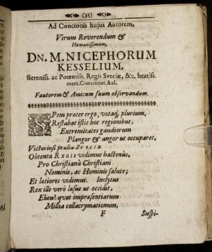 Ad Concionis hujus Autorem, [...]