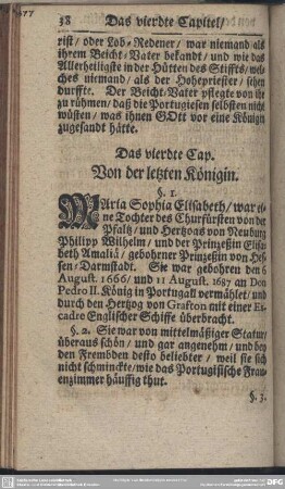 Das vierdte Cap. Von der letzten Königin