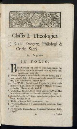 Classis I. Theologica