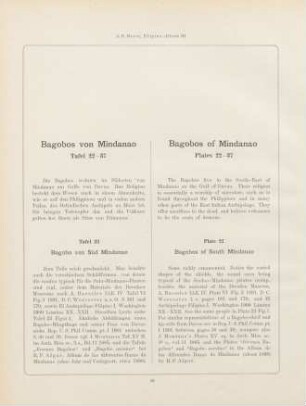 Bagobos von Mindanao. Tafel 22-37 = Bagobos of Mindanao. Plates 22-37