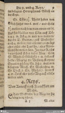 4. Reys. Von Antorff nach Franckfurt am Mayn