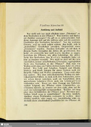 Fünfter Abschnitt: Ausklang und Auftakt