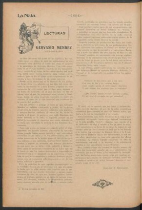 Lecturas - Gervasio Mendez (19 de abril de 1897)