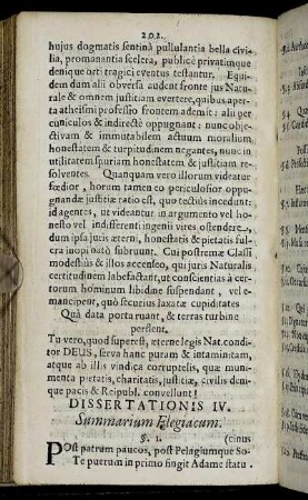 Dissertationis IV. Summarium Elegiacum
