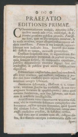 Praefatio Editionis Primae