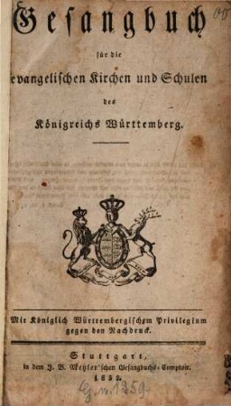 Gesangbuch für die evangelischen Kirchen und Schulen des Königreichs Württemberg