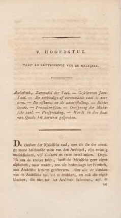 V. Hoofdstuk. Taal- en letterkunde van de Maleijers