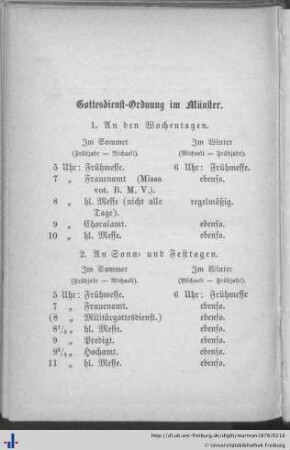 Gottesdienst-Ordnung im Münster.