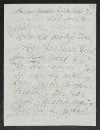 Brief von Oskar Loerke an Margarete Hauptmann