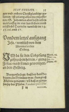 Von dem letzten außgang Jesu/ nemblich von dem Abentmal an den Oelberg.