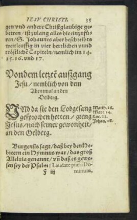 Von dem letzten außgang Jesu/ nemblich von dem Abentmal an den Oelberg.