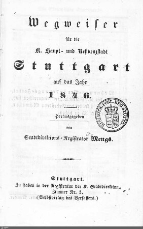 1846: Stuttgarter Adressbücher, 1846