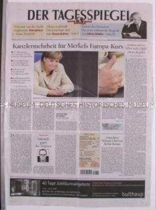 Berliner Tageszeitung "Der Tagesspiegel" u.a. zur Abstimmung im Bundestag über den "EURO-Rettungsschirm"