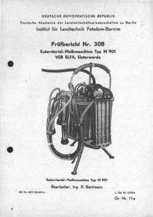 Euterviertel-Melkmaschine, Typ M 901