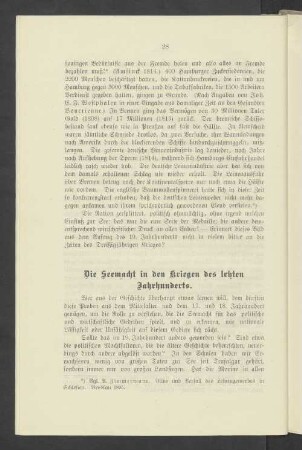 III. Die Seemacht in den Kriegen des letzten Jahrhunderts
