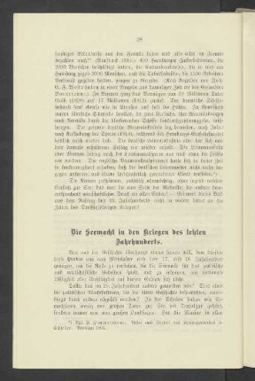 III. Die Seemacht in den Kriegen des letzten Jahrhunderts