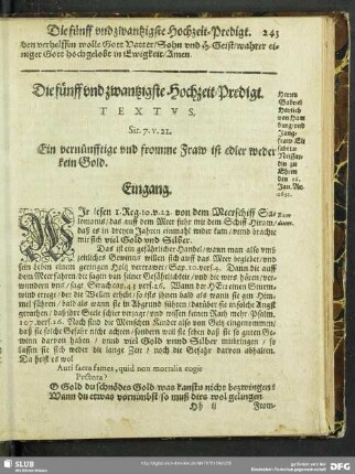 Die fünff und zwantzigste Hochzeit-Predigt