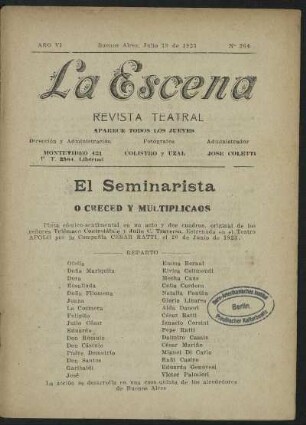 El seminarista o creced y multiplicaos : pieza cómico-sentimental en un acto y dos cuadros