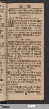Gesänge / welche zum anfang und ende des Gottesdienstes gesungen werden.