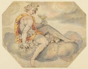 Allegorische Figur mit Früchten auf Wolken (Abundantia?)