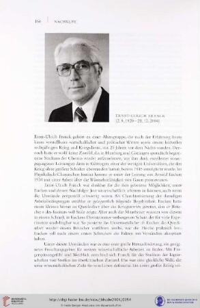 Ernst-Ulrich Franck (2.8.1920-21.12.2004)