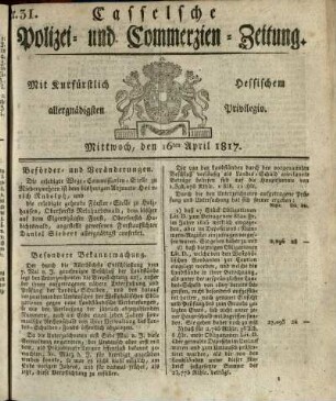 Nr. 31, Mittwoch, den 16ten April 1817