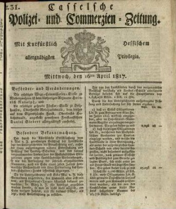 Nr. 31, Mittwoch, den 16ten April 1817