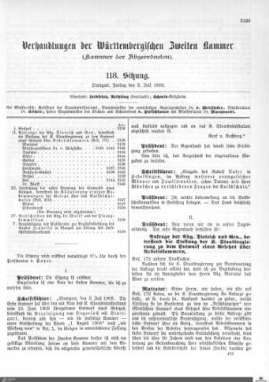 118. Sitzung, Stuttgart, 3.7.1908