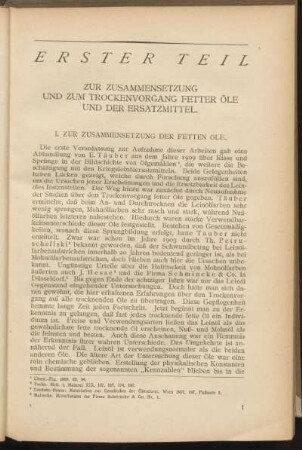 I. Zur Zusammensetzung der fetten Öle.