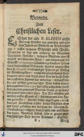 Vorrede zum Christlichen Leser.