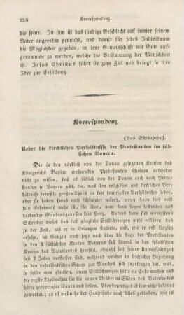258-274 Korrespondenz : über die kirchlichen Verhältnisse der Protestanten im südlichen Bayern