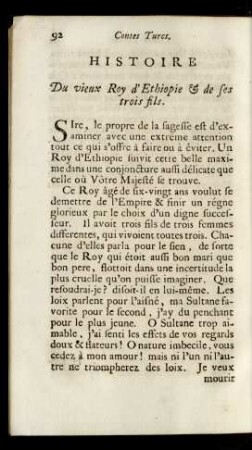 Histoire Du vieux Roy d'Ethiopie & de ses trois fils.