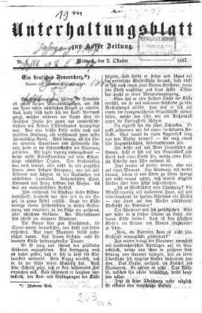 Hofer Zeitung. Unterhaltungsblatt zur Hofer Zeitung. 1868,1/6