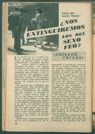 ¿Nos extinguiremos los del sexo feo? - ¡Cuidado, chicas! : Cosas que hacen pensar