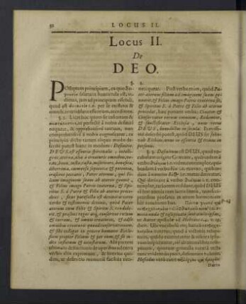 Locus II. De Deo.