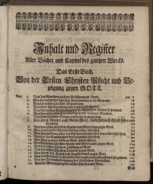 Inhalt und Register aller Bücher und Capitel des gantzen Wercks.