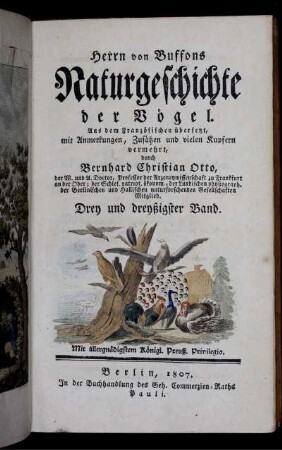 Bd. 33: Herrn von Buffons Naturgeschichte der Vögel. Drey und dreyßigster Band