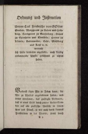Ordnung und Instruction
